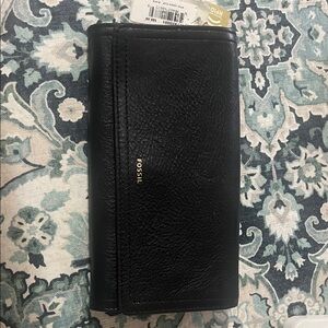 Fossil Black Leather Clutch Wallet New With Tags Never Used